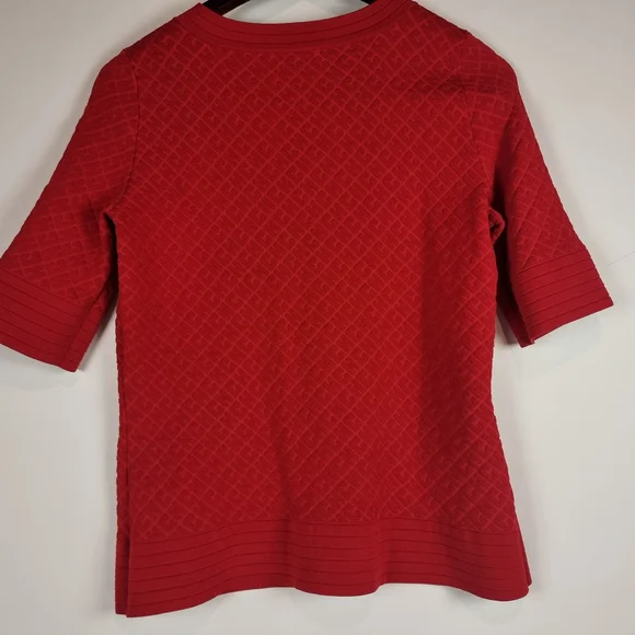 Carolina Herrera Chic Red Textured Knit Top Sz S - Picture 5 of 12